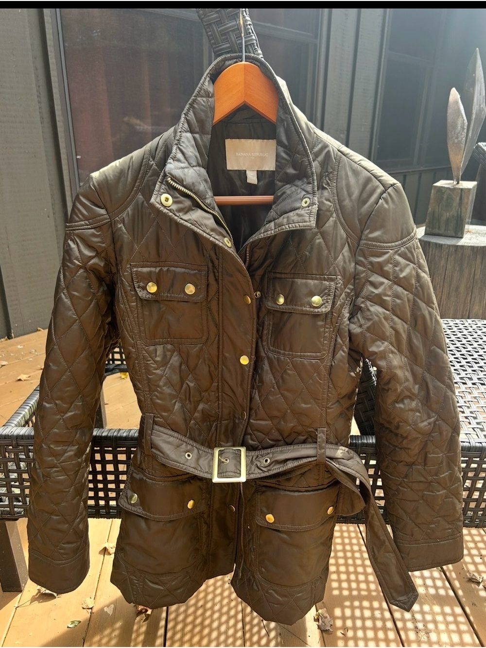 Banana Republic Quilted Belted Utility Jacket - olive green